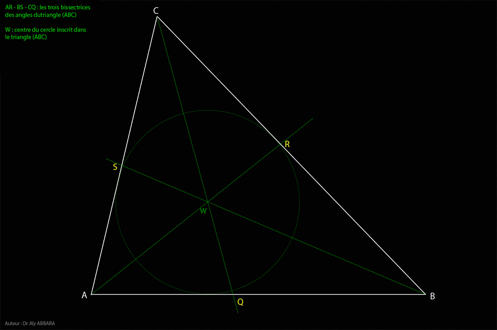 Les bissectrices angulaires du triangle (ABC) - Deux triangles issus de cette construction
