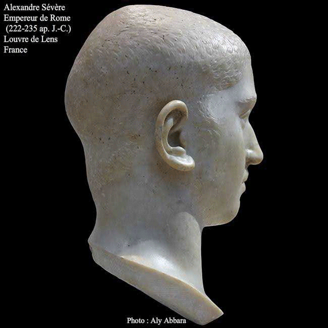 Alexandre Sévère - Empreur romain de la famille des Sévère - Tête en marbre - Le Louvre de Lens - France