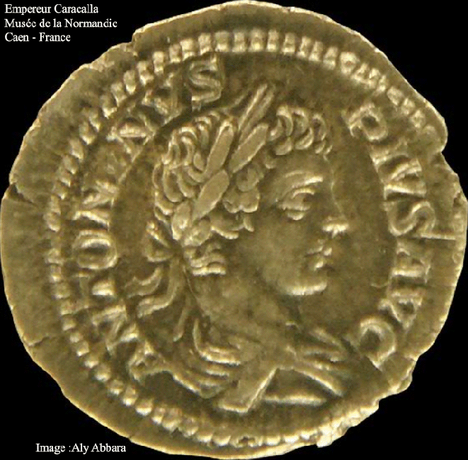 Caracalla - Empereur romain - Pièce de monnaie - Musée archéologique de Caen - France