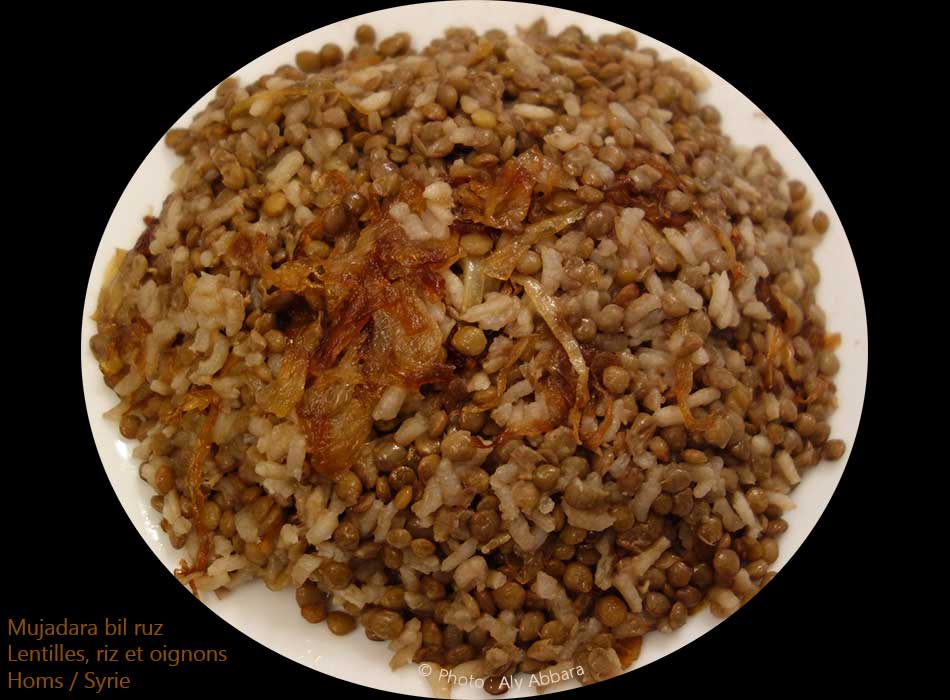 Syrie - Mujadara : plat de lentille au riz et aux oignons -  المجدرة : طبق محضر من العدس، الرز و البصل
