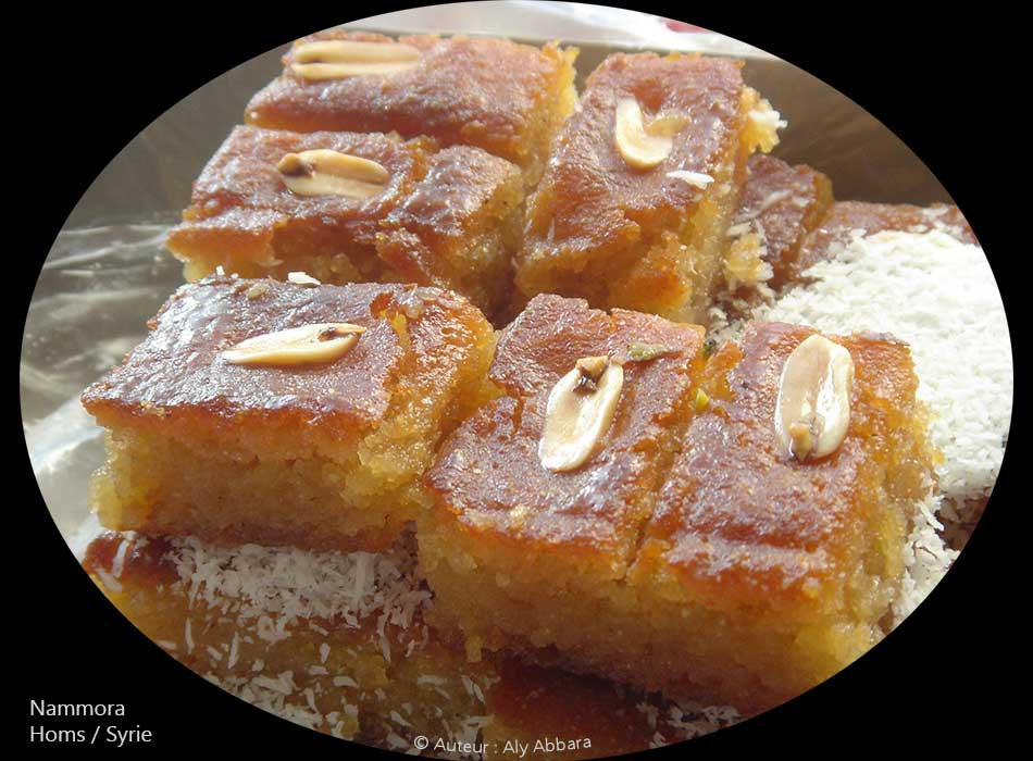 Pâtisserie syrienne - Homs - Nammora ou harissa - نَمُّورة أو هريسة ـ - حمص 