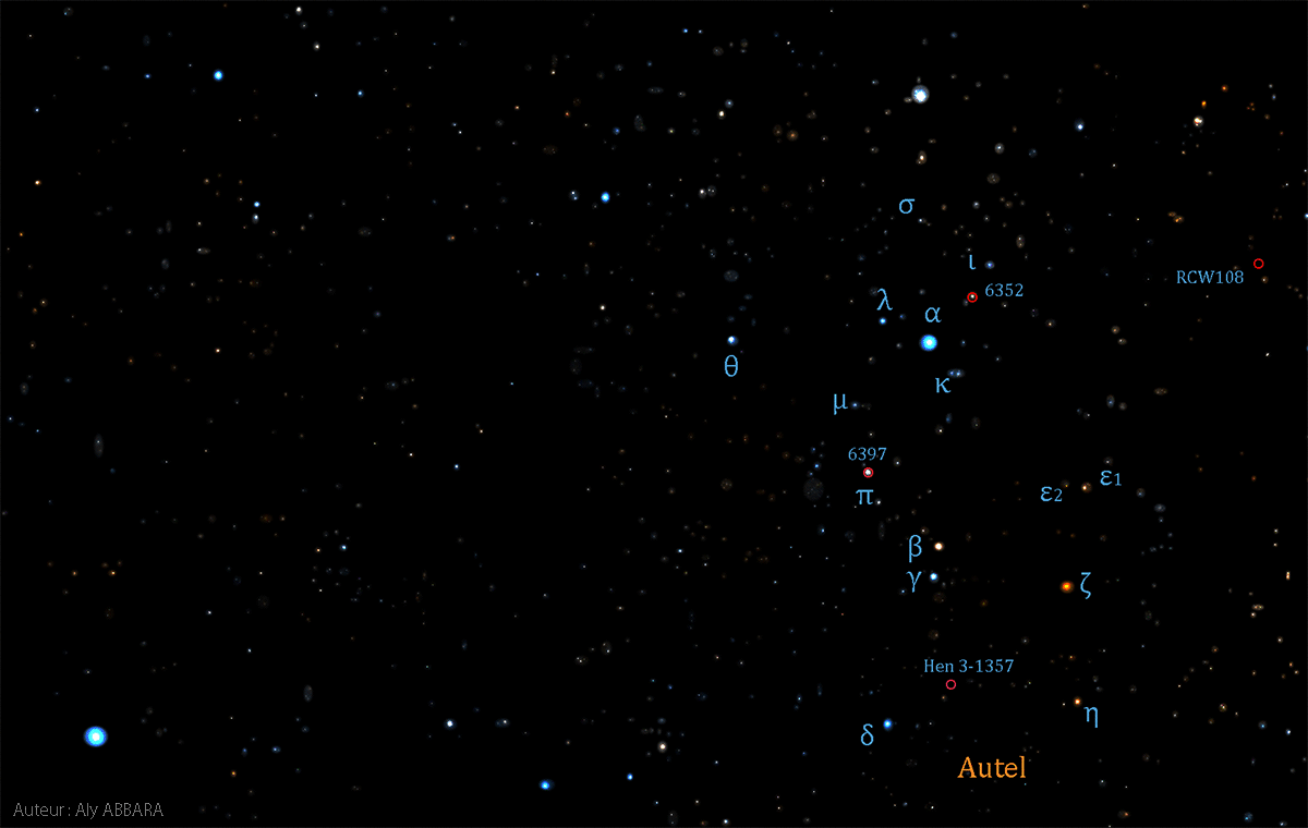 Constellation du Télescope - Telescopium - (Telescopii -  Tel) - Constellation de l'Autel - Ara - (Arae - Ara)