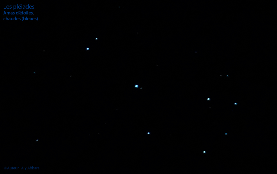 Les Pléiades ou l'ams ouvert M 45, des la constellation du Taureau (Taurus) - Etoiles à reflets bleutés