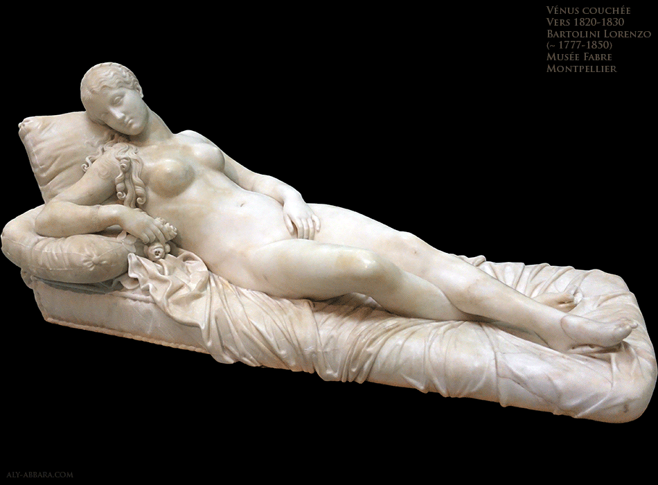 Aphrodite - Vénus nue et couchée - Vers 1820-1830 - Marbre - Bartolini Lorenzo (1777-1850) - Musée Fabre - Montpellier - France
