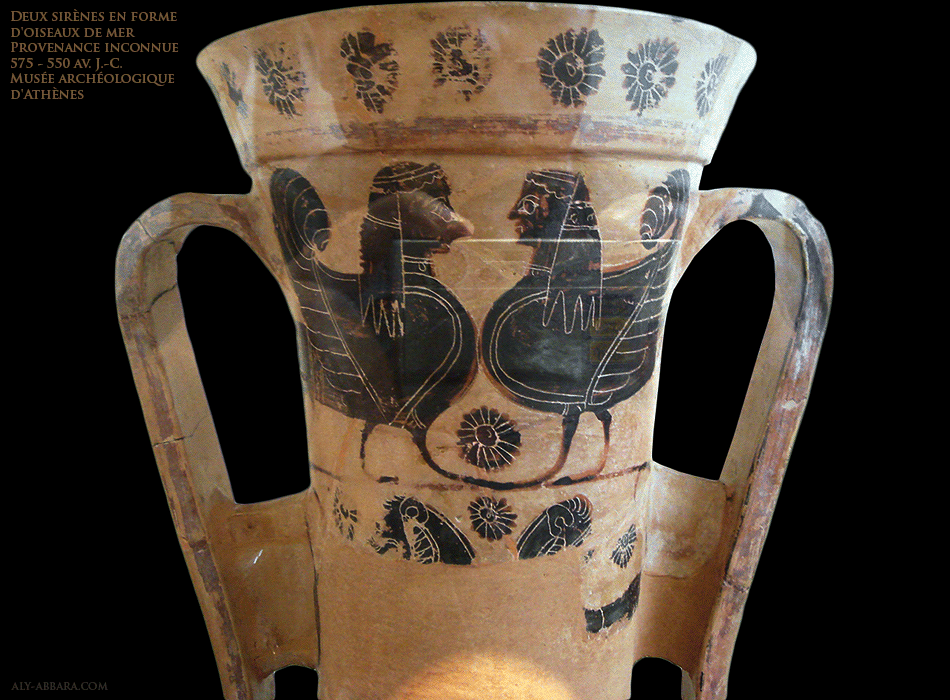 Musée archéologique national d'Athènes - Sirène ou femme oiseau - kylix en céramique datant de 575 - 550 av J-C