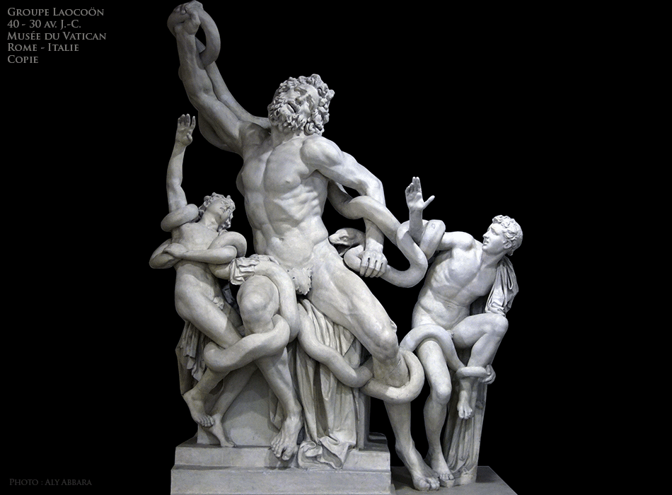 Musées du Vatican - Rome - Italie - Reproduction du groupe sculptural de Laocoon (Laocoön) et ses deux fils tués par étouffement par deux serpents de mer