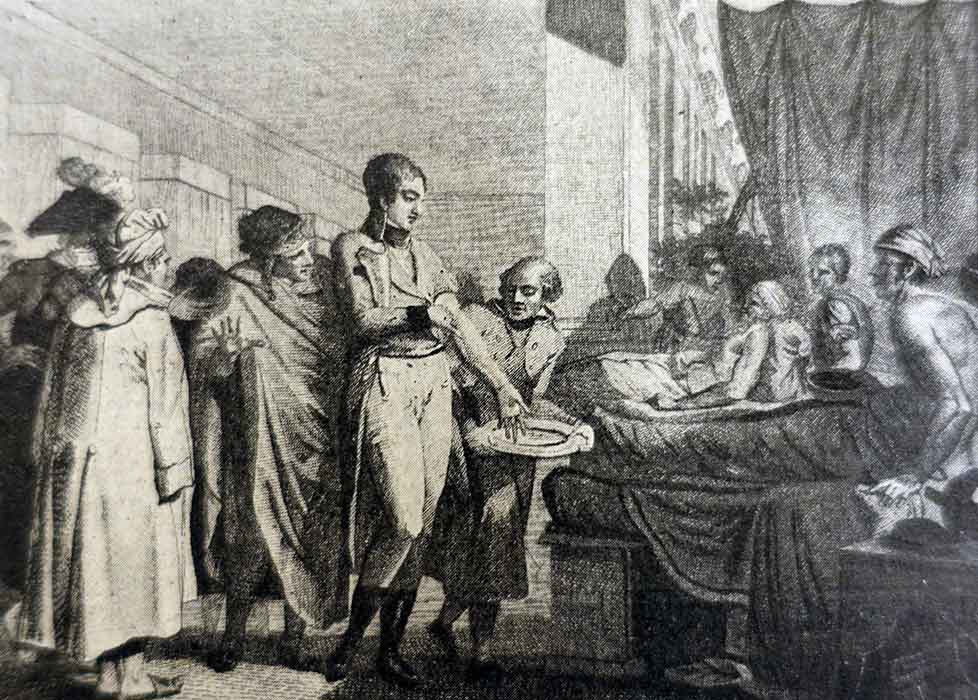 Campagne de l'Egypte (1798 - 1801) - Desgenettes s'inoculant le pus d'un bubon de peste