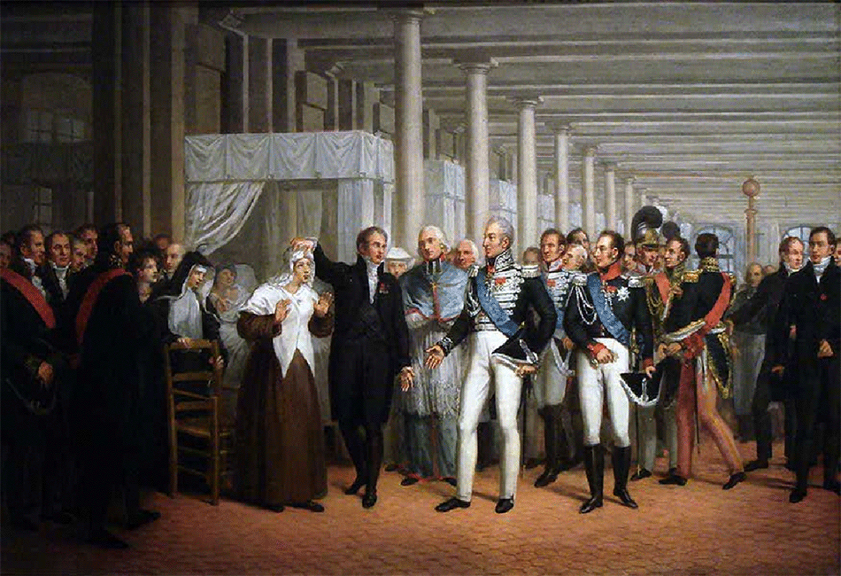 Le chirurgien Guillaume Dupuytren présenté à Charles X - tableau de peinture - Ecole française