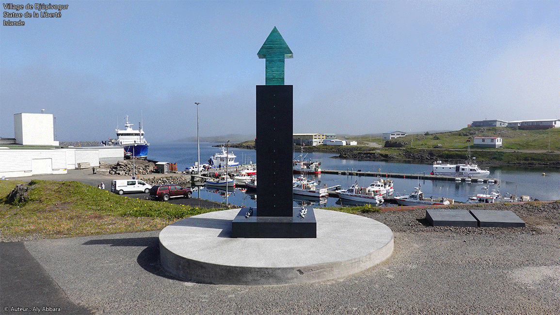 Islande (Iceland) orientale - Village Djúpivogur  - Statue de Liberté (Frelsi) À l'honneur à Hans Jonathan