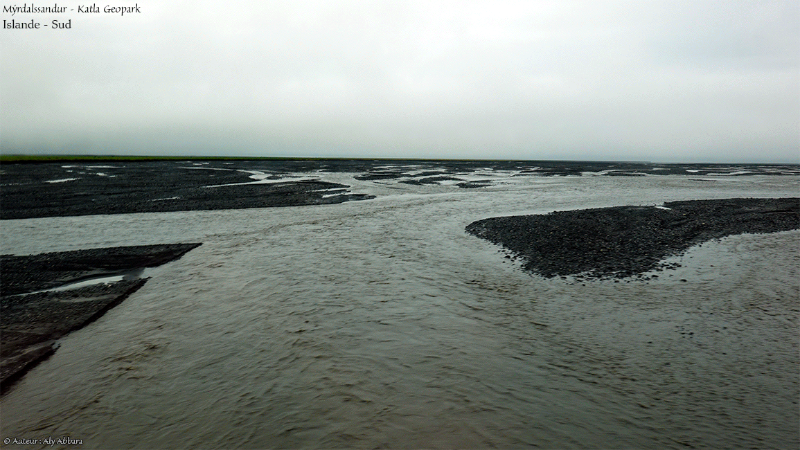 Islande (Iceland) - Mýrdalssandur, la plaine (sandur) de vidange  du glacier Mýrdalsjökull et de son volcan Katla - Kalta Geopark