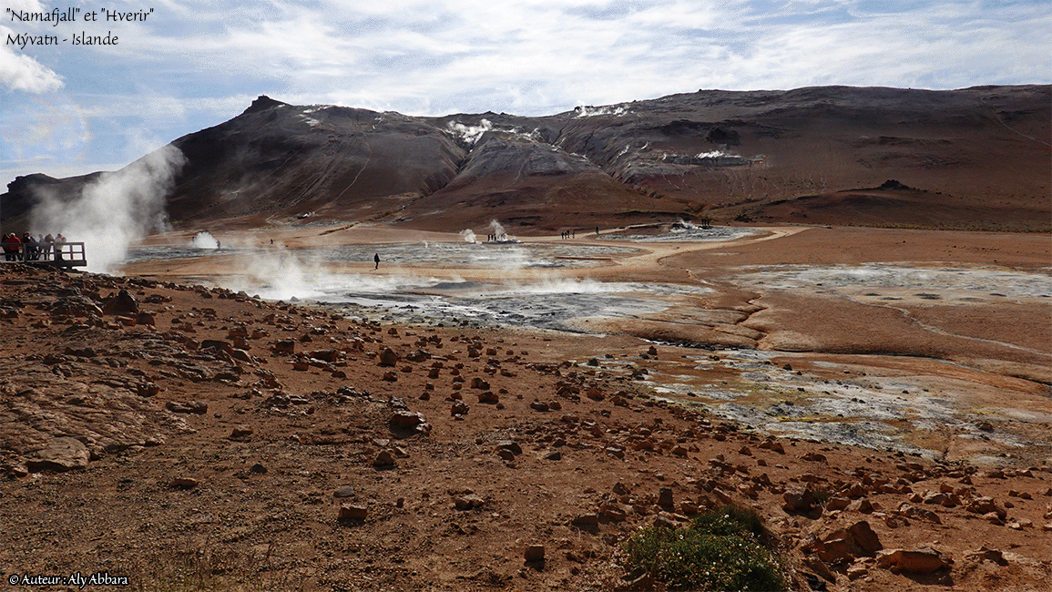 Islande (Iceland) - Montagne Namafjall  et les champs géothermiques Hverir - Autodiaporama