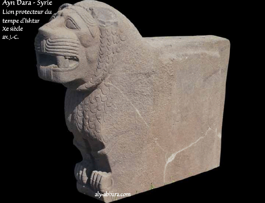 Syrie - Aïn Dara (kunulua) : lion en basalte, protecteur du temple d'Ishtar Ville