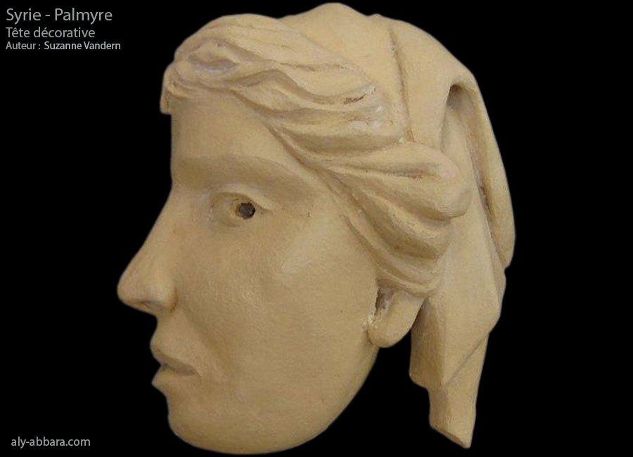 Statue de tête humaine utilisée pour la décoration des riches demeures de Palmyre - Syrie - 3ème siècle après J.-C.
